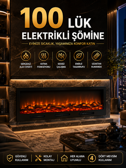 100'lük Elektrikli Şömine