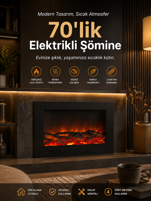 70 lik Elektrikli Şömine