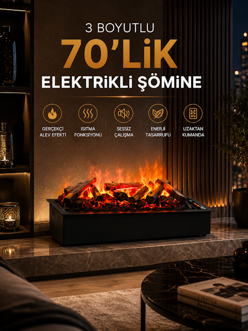 3 Boyutlu 70'lik Elektrikli Şömine