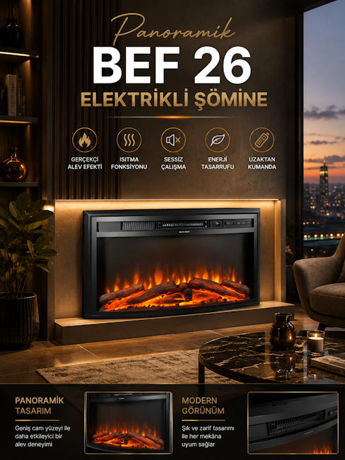 Panoramik BEF 26 Elektrikli Şömine